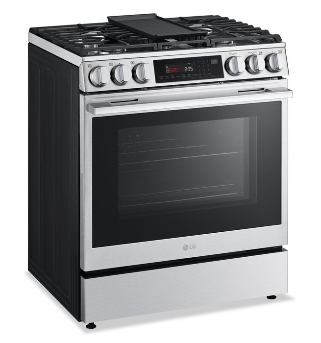 Cuisinière intelligente à gaz encastrée LG de 6,3 pi3 avec friture à air- acier inoxydable résistant aux traces de doigts - LSGL6335X