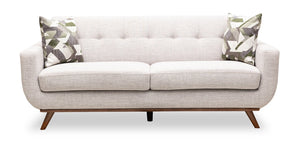 Sofa Freeman de Kort & Co. de 80 po de format condo en tissu d’apparence lin avec base et pattes en bois - blanc colombe