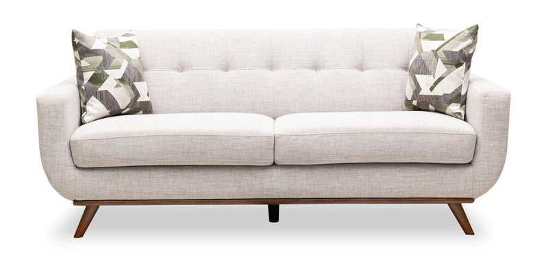 Sofa Freeman de Kort & Co. de 80 po de format condo en tissu d’apparence lin avec base et pattes en bois - blanc colombe