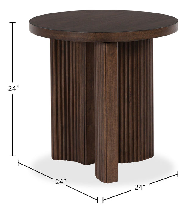 Table de bout Barlow de 24 po de style moderne du milieu du 20e siècle en bois massif - brune