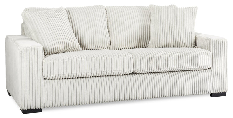 Sofa Willow de 87 po en tissu gris clair avec accoudoirs rectilignes et coussins de siège et de dossier réversibles