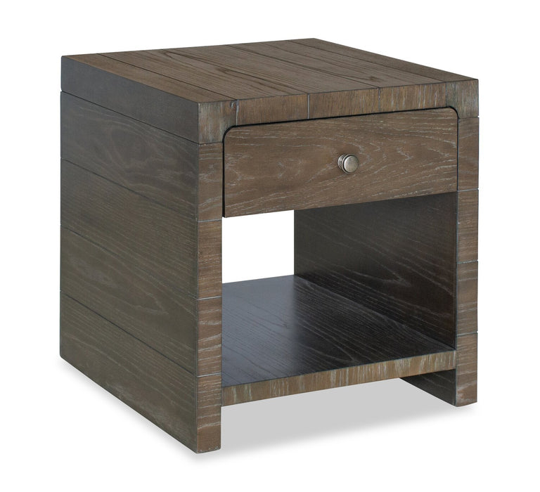 Table de bout moderne Avalon de 22 po en bois massif avec rangement - brune