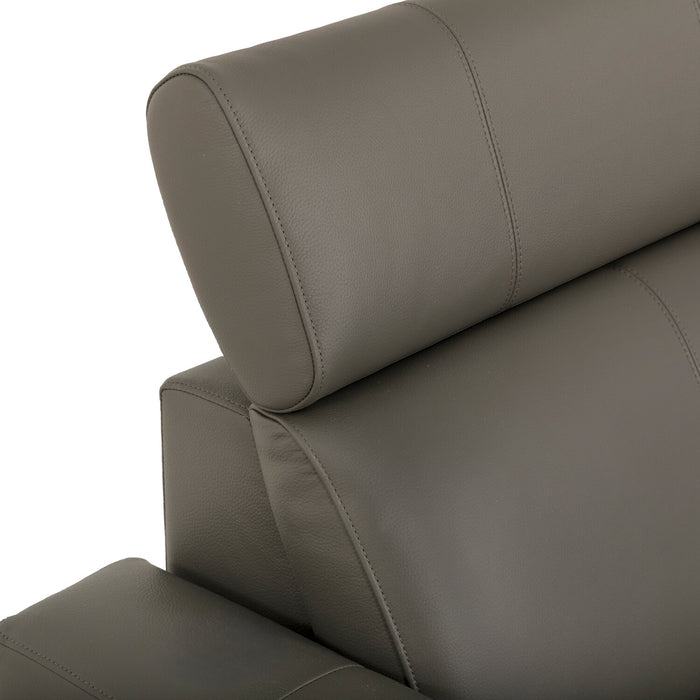 Sofa sectionnel de droite à inclinaison électrique Valentino 3 pièces en cuir véritable avec appuie-têtes réglables - gris