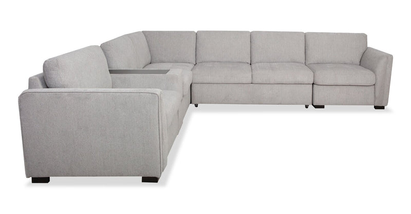 Sofa sectionnel Vault 6 pièces avec causeuse-lit et 3 fauteuils longs de rangement - gris