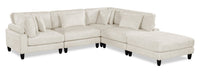 Sofa sectionnel modulaire Lounge 5 pièces en chenille avec pouf - beige