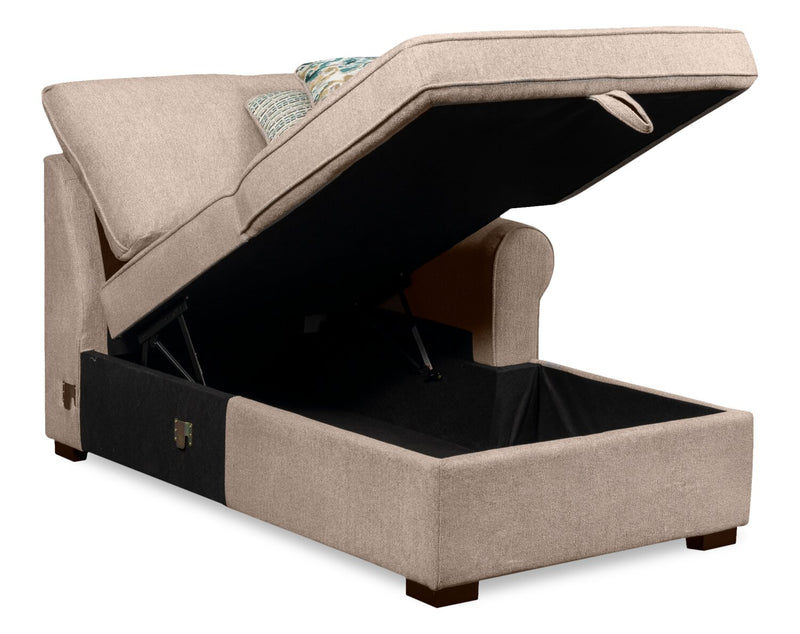 Sofa-lit sectionnel enveloppant de gauche Haven de Scott Living 3 pièces en tissu de chenille avec rangement - taupe 