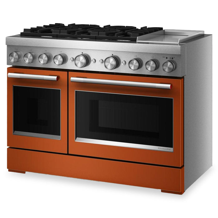 Cuisinière hybride KitchenAid de 6,3 pi³ à 6 brûleurs avec plaque chauffante - orange brûlée - KFDD948SSC 