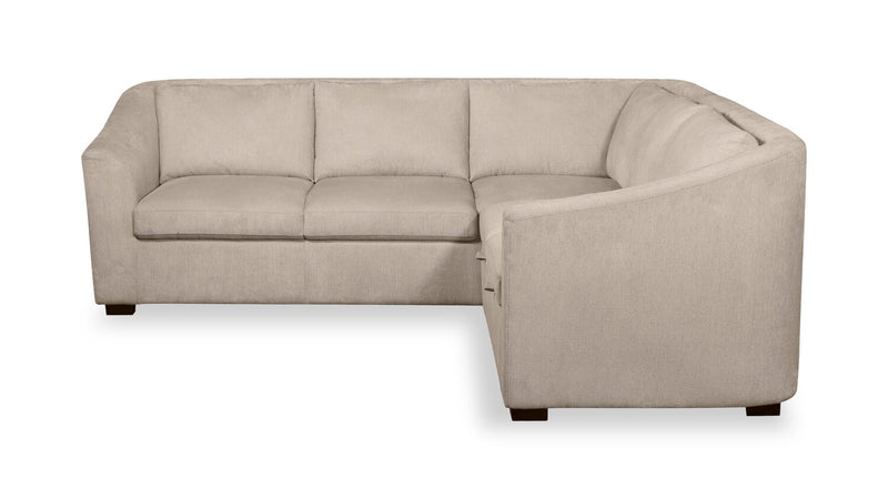 Sofa-lit sectionnel de droite Envy 2 pièces en tissu de chenille - beige amande