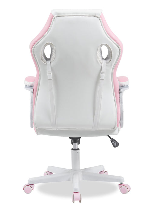 Fauteuil de jeu ergonomique Velocity de 24 po - blanc et rose