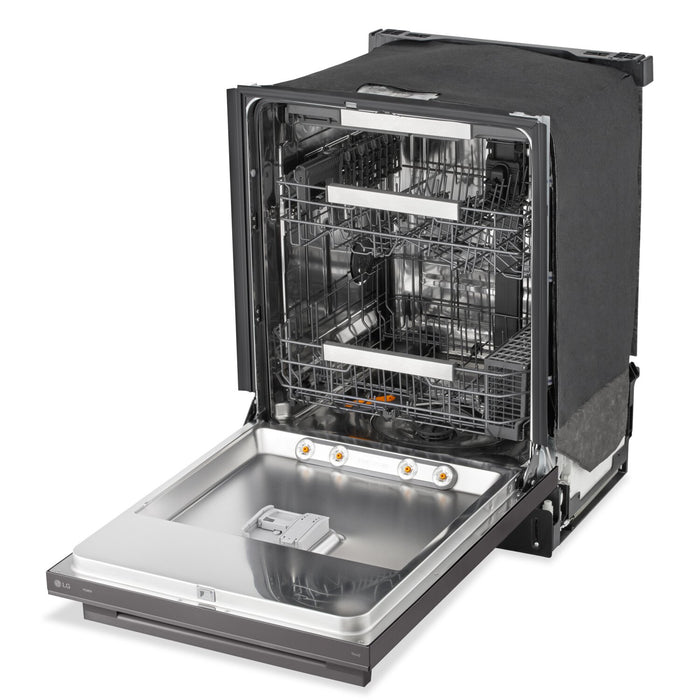 Lave-vaisselle encastré LG à 42 dBA de 24 po avec commandes sur le dessus et QuadWashMD Pro - acier inoxydable noir - LDNTH753D