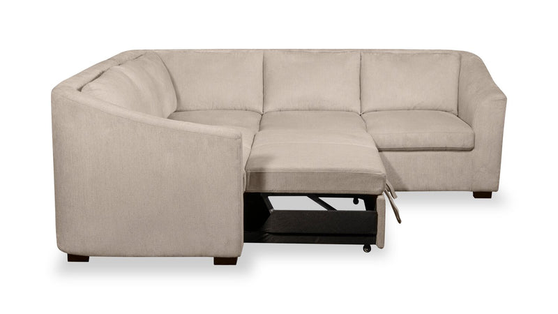 Sofa-lit sectionnel de gauche Envy 2 pièces en tissu de chenille - beige amande