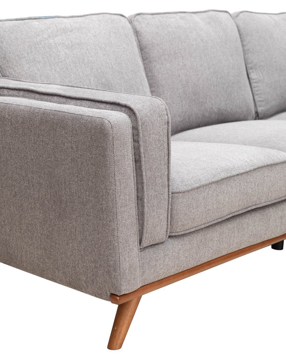 Sofa sectionnel Kassia de Kort & Co. 2 pièces en tissu d’apparence lin avec base et pattes en bois - gris