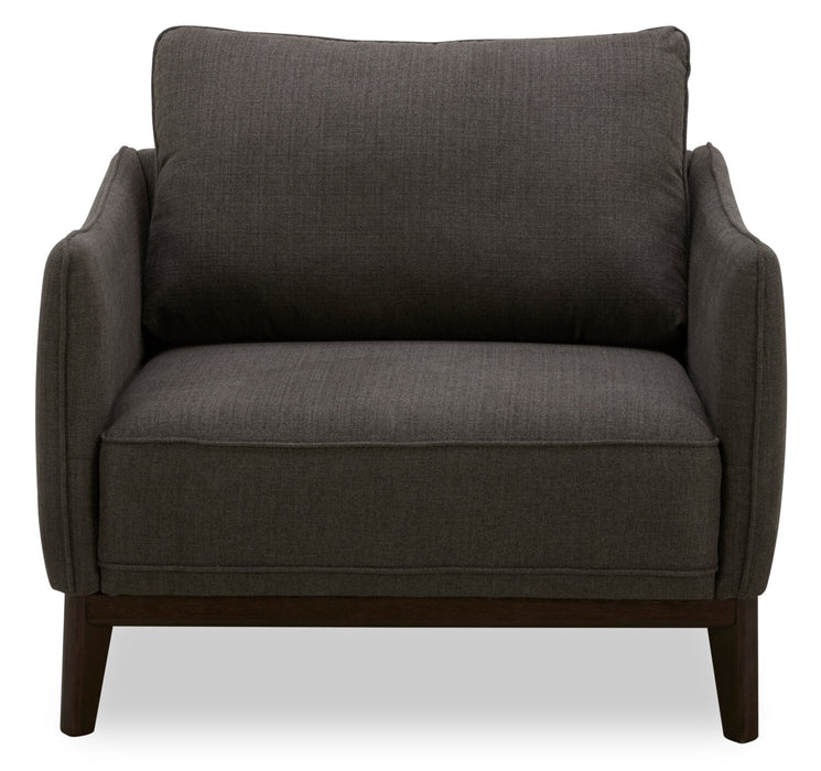 Fauteuil Gena de Cindy Crawford Home de 38,5 po en tissu d’apparence lin avec coussin de dossier amovible - gris anthracite