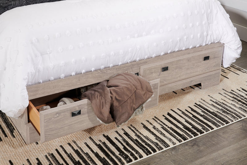 Lit plateforme Yorkdale à 6 tiroirs fabriqué au Canada avec tête de lit et cadre de rangement, blanc - format grand lit