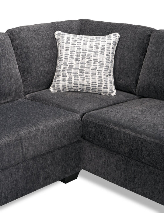 Sofa sectionnel de droite Morgan 3 pièces fabriqué au Canada en tissu de chenille avec sofa et coussins décoratifs - gris