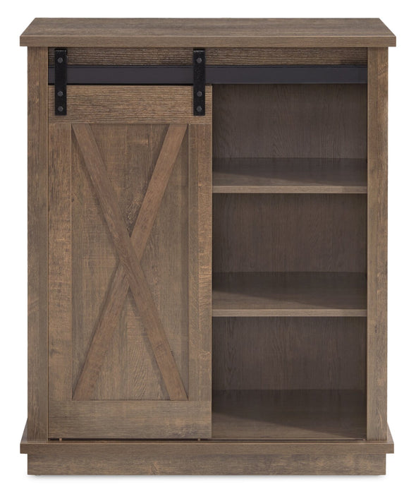 Armoire décorative Bristow de 31 po avec tablettes et porte de grange coulissante - chêne noyer