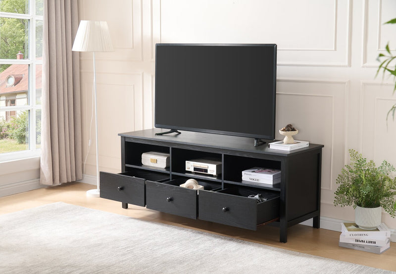 Meuble pour téléviseur moderne Renner de 58 po avec rangement pour téléviseurs de jusqu’à 65 po - noir mat