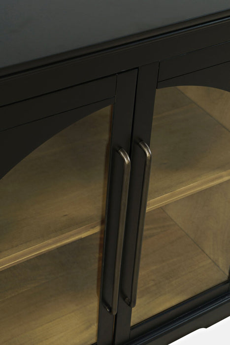 Armoire décorative Twyla en bois massif avec portes arquées - noire