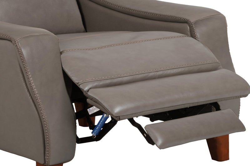 Fauteuil à inclinaison par poussée Natalie de 32,5 po en cuir véritable de qualité supérieure avec pattes en bois - gris