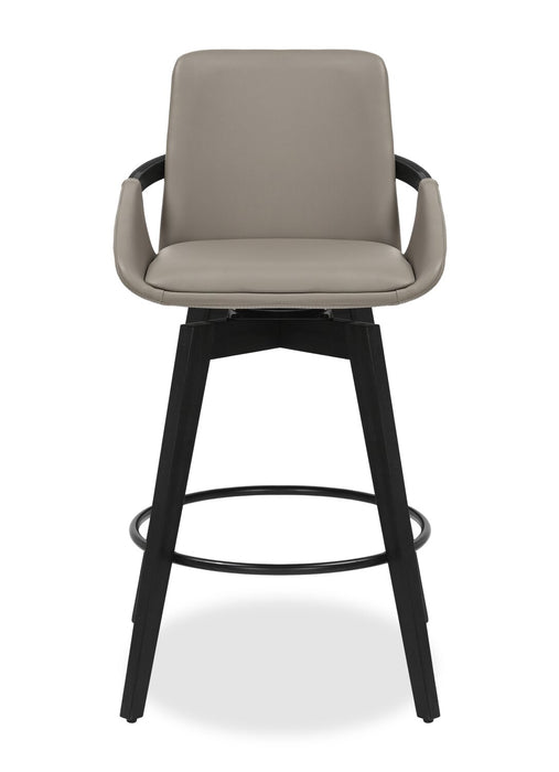 Tabouret Apex de hauteur comptoir en tissu de cuir végétalien et en métal avec siège pivotant - taupe