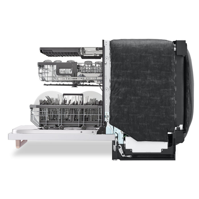 Lave-vaisselle intelligent encastré LG Studio à 40 dBA de 24 po avec commandes sur le dessus - essence blanche - SDWB24W3