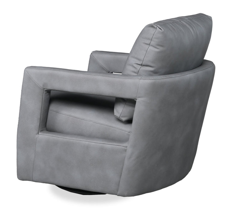 Fauteuil d’appoint pivotant Ever de 28 po en tissu d’apparence cuir - gris