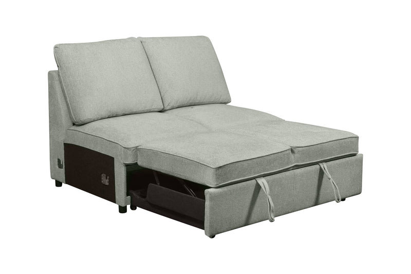 Sofa-lit sectionnel enveloppant de gauche Haven de Scott Living 3 pièces en tissu de chenille - bleu écume de mer 