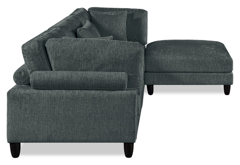 Sofa sectionnel modulaire Lounge 4 pièces en chenille avec pouf - gris 