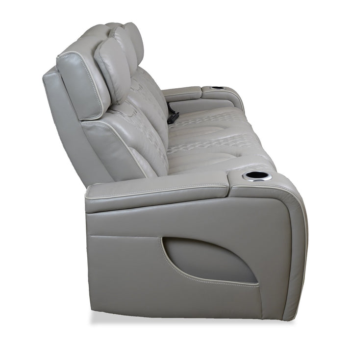 Sofa de massage à inclinaison électrique Elite de 86 po en cuir véritable avec son immersif et appuie-têtes électriques - mastic