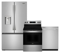 Ensemble de 3 électroménagers Whirlpool pour la cuisine - acier inoxydable résistant aux traces de doigts