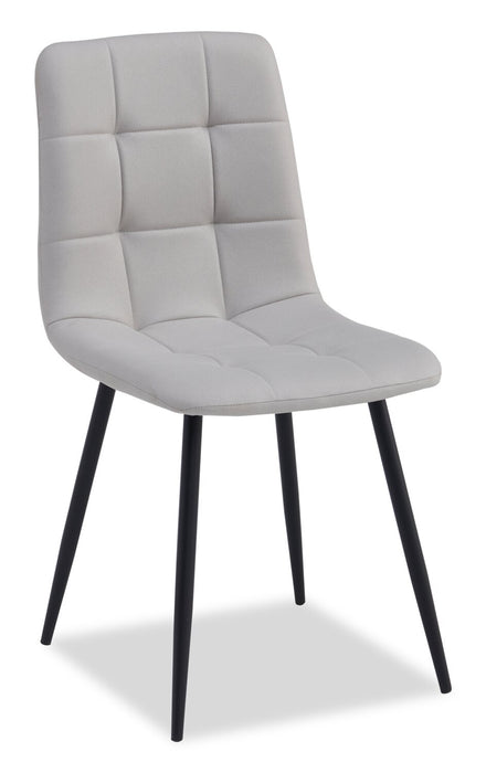 Chaise de salle à manger Arlo en métal avec siège et dossier coussinés capitonnés en tissu - grise