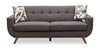 Sofa Freeman de Kort & Co. de 80 po de format condo en tissu d’apparence lin avec base et pattes en bois - gris anthracite