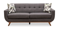  Sofa Freeman de Kort & Co. de 80 po de format condo en tissu d’apparence lin avec base et pattes en bois - gris anthracite