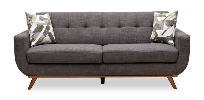 Sofa Freeman de Kort & Co. de 80 po de format condo en tissu d’apparence lin avec base et pattes en bois - gris anthracite