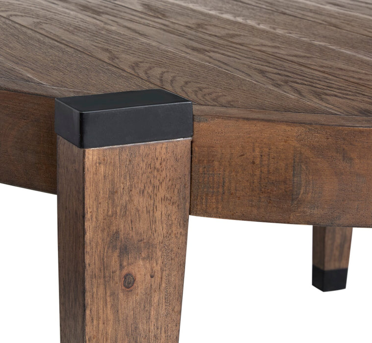 Table à café ronde Gordon de 38 po en bois massif - brune