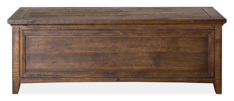 Table à café traditionnelle Hanson de 50 po en pin avec dessus relevable - muscade grillée