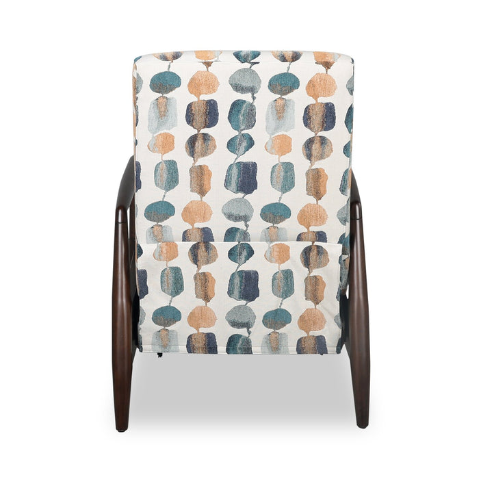 Fauteuil d’appoint à inclinaison par poussée Raven de 28,5 po en tissu de chenille - bleu sarcelle multicolore