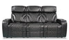 Sofa de massage à inclinaison électrique Elite de 86 po en cuir véritable avec appuie-têtes électriques et accoudoirs de rangement - noir