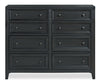 Commode Casa de 54 po (l) x 44 po (H) à 8 tiroirs en bois pour la chambre à coucher - noire