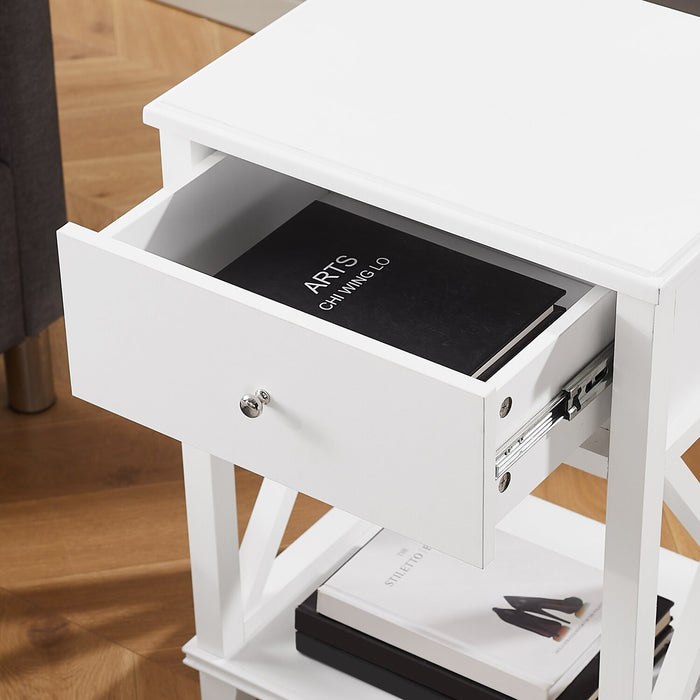 Table de nuit Elle de 18 po (l) x 25,75 po (H) à 1 tiroir - blanche