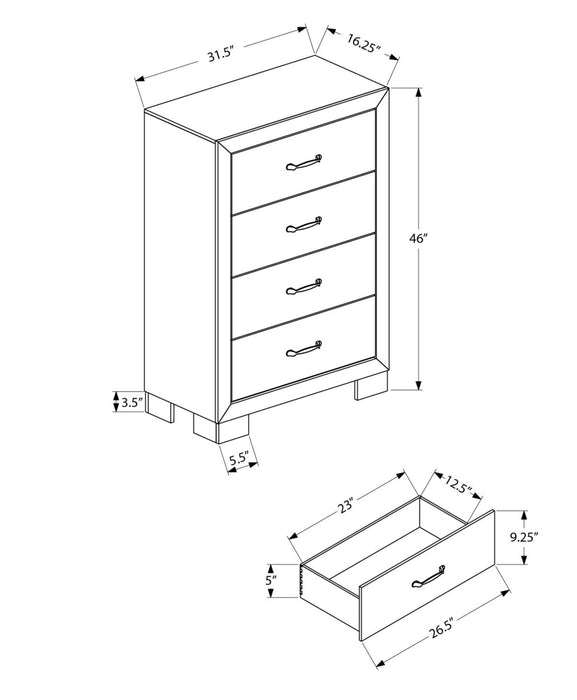 Commode verticale de chambre à coucher Ethan de 32 po (L) x 46 po (H) à 4 tiroirs - brun rustique