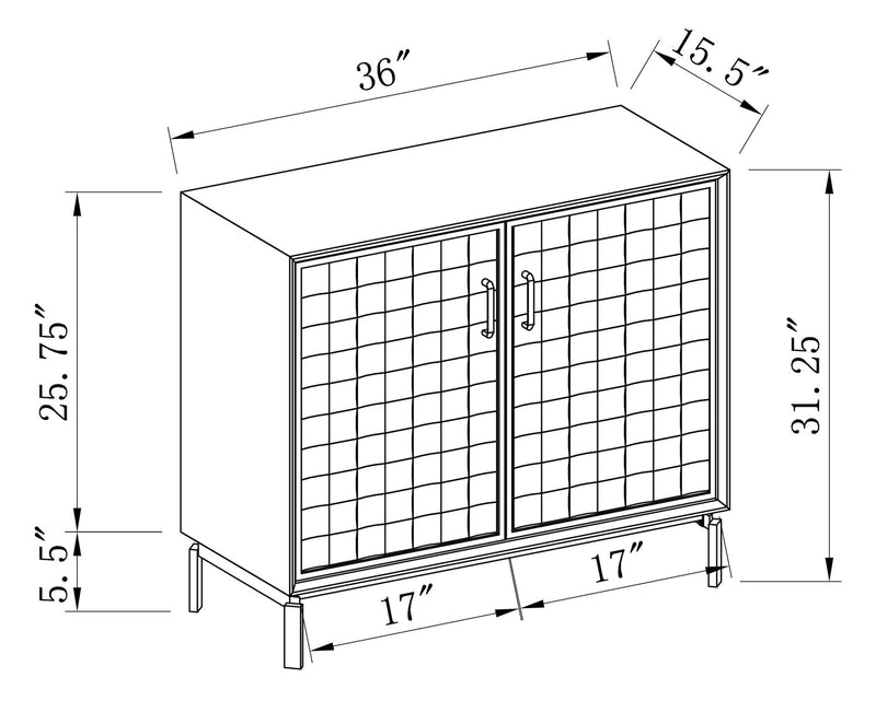 Armoire décorative Alenna de 36 po à 2 portes - noire avec portes blanc vieilli