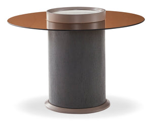 Table de bout ronde moderne Circa de 23,6 po - verre trempé ambré et bois noir CIRCAETB