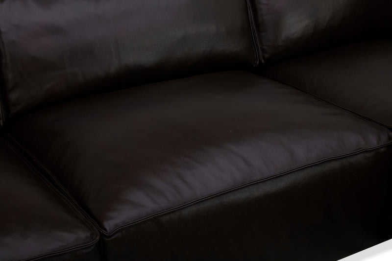 Sofa sectionnel modulaire de droite Sedona 3 pièces en cuir véritable - chocolat