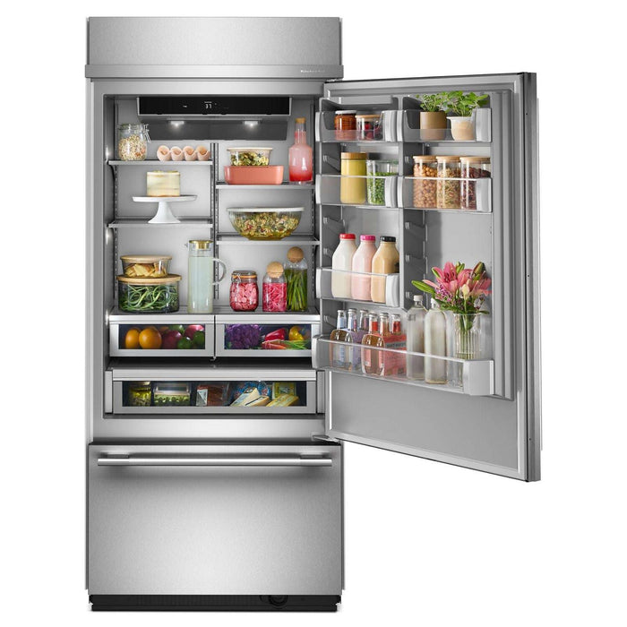 Réfrigérateur encastré KitchenAid de 20,8 pi³ et de 36 po à congélateur inférieur - acier inoxydable PrintShieldMC - KBBR336SPS