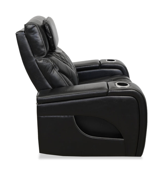 Fauteuil de massage à inclinaison électrique Elite de 38 po en cuir véritable avec son immersif et appuie-tête électrique - noir