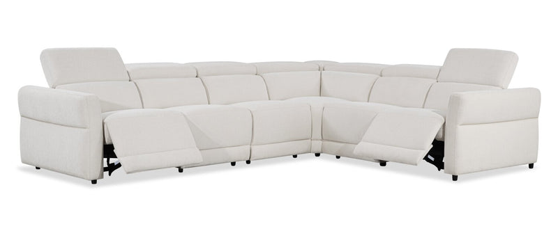 Sofa sectionnel à inclinaison électrique Aspen de Cindy Crawford Home 4 pièces avec fauteuil sans inclinable - albâtre
