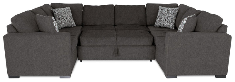 Sofa-lit sectionnel Legend 3 pièces fabriqué au Canada en tissu de chenille - brun étain