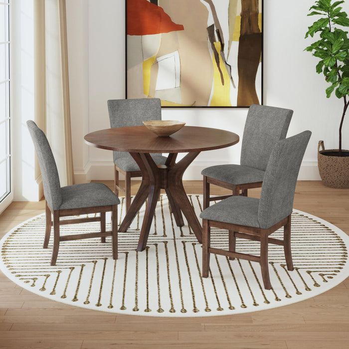 Ensemble de salle à manger Rain 5 pièces avec table ronde de 45 po (L) et 4 chaises grises - gris et brun
