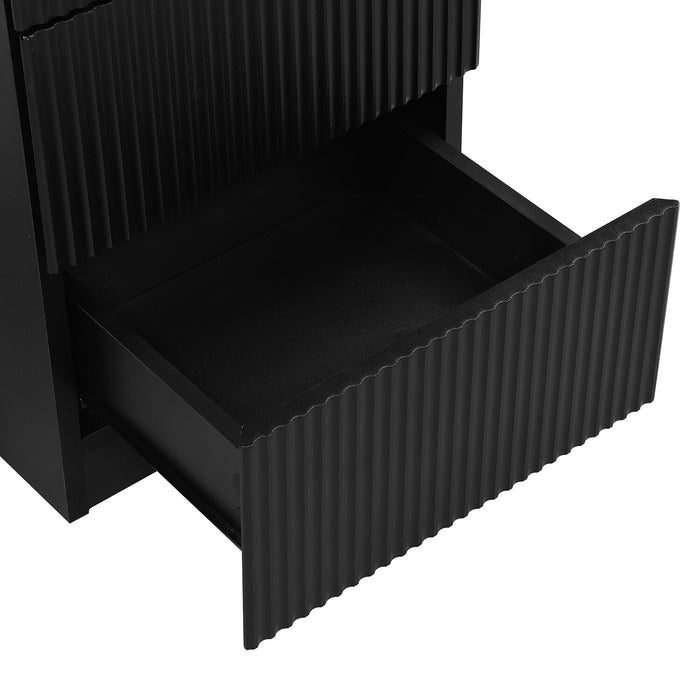 Bureau convertible en forme de L Ridley 55.1 po avec 3 tiroirs - noir et chêne